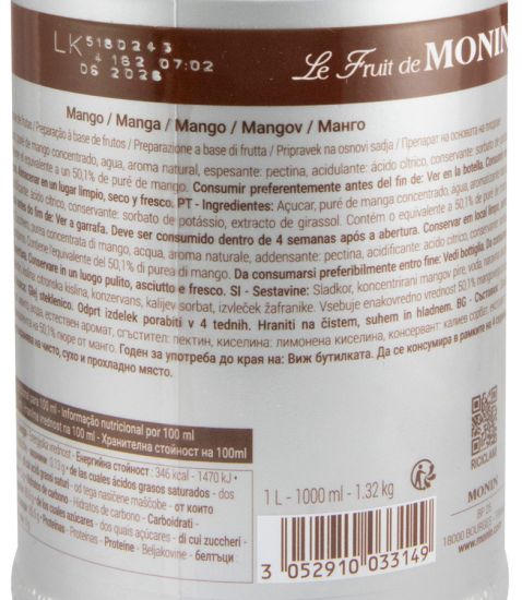 Puré de Fruta Monin Manga 1L