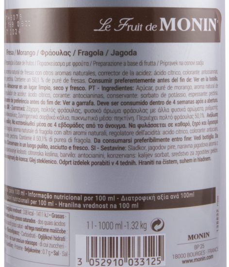 Puré de Fruta Monin Morango 1L