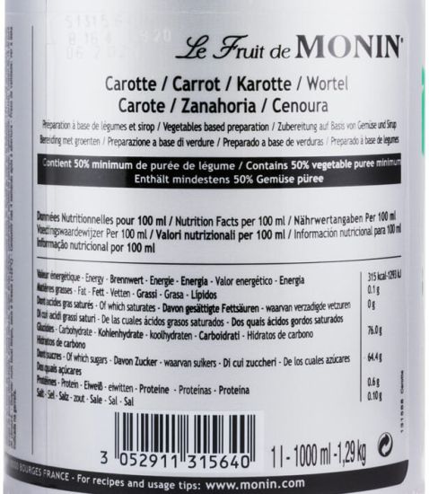 Puré de Fruta Monin Cenoura 1L
