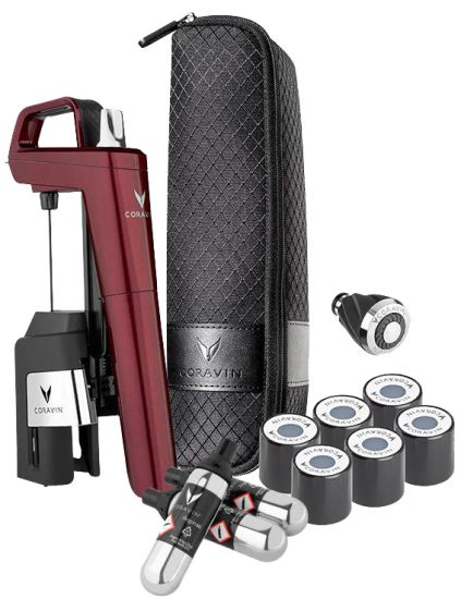 Conjunto Coravin Sistema de Preservação de Vinhos Modelo Timeless Six+ Premium Hermitage Red