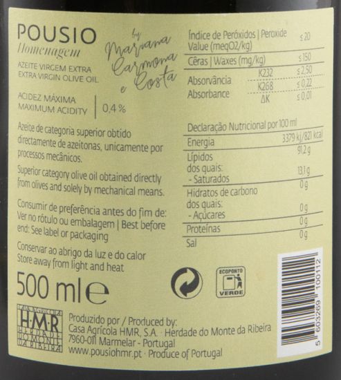 Azeite Virgem Extra Pousio Homenagem Oliveiras Centenárias 50cl
