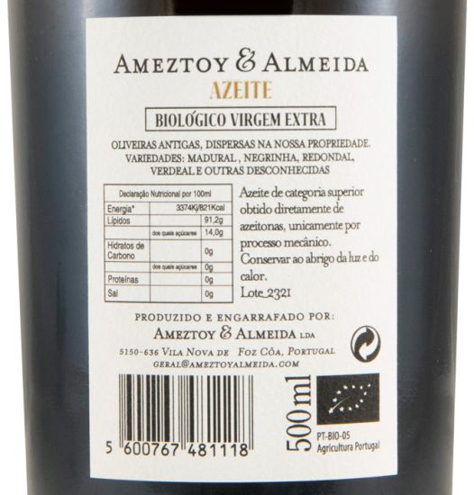 Azeite Virgem Extra Ameztoy & Almeida biológico 50cl