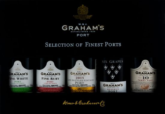 Conjunto Miniaturas Graham's Caixa (Six Grappes + 10 anos + LBV + Ruby + Fine White) Porto 5x5cl