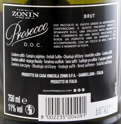 Sparkling Wine Prosecco Brut Zonin