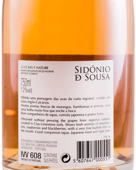 Sparkling Wine Sidónio de Sousa Brut Nature rose