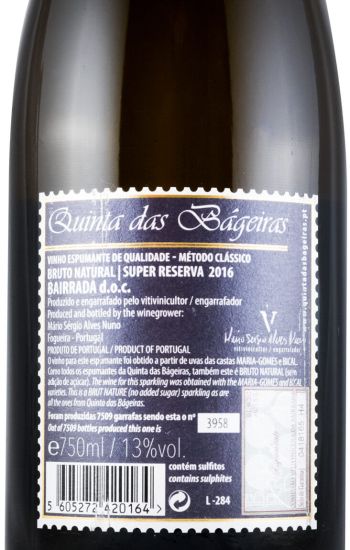2016 Espumante Quinta das Bágeiras Super Reserva Bruto Natural