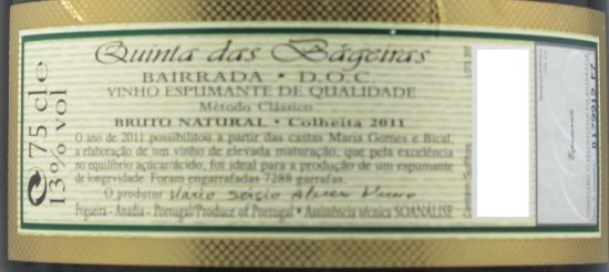 2011 Espumante Quinta das Bágeiras Grande Reserva Bruto Natural