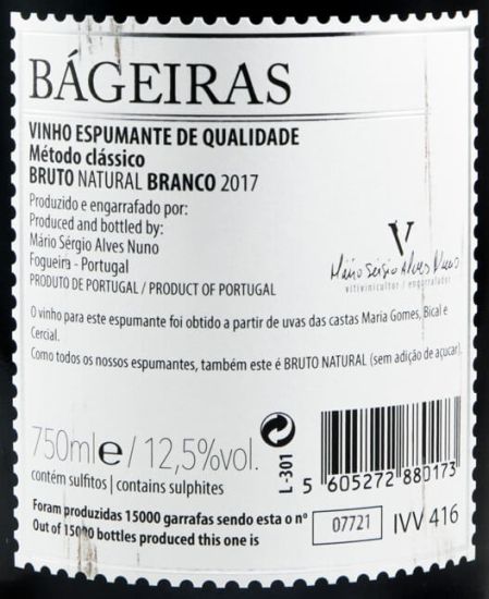 2017 Sparkling Wine Quinta das Bágeiras Brut Nature