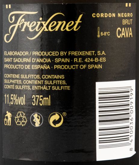 Espumante Cava Freixenet Cordon Negro Gran Selección Bruto 37,5cl