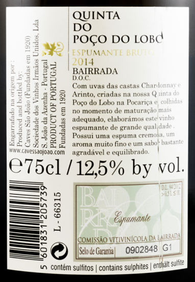 2014 Sparkling Wine Quinta do Poço do Lobo Arinto & Chardonnay Brut