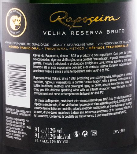 2011 Espumante Raposeira Velha Reserva Bruto 9L