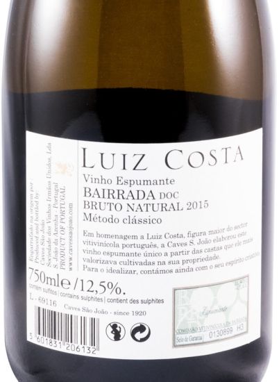 2015 Sparkling Wine Caves São João Homenagem a Luiz Costa Brut Nature