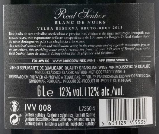 2013 Sparkling Wine Borges Real Senhor Blanc de Noirs Velha Reserva Brut 6L