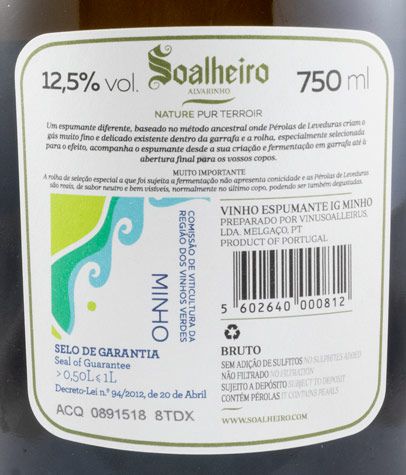 2018 Sparkling Wine Soalheiro Alvarinho Nature Pur Terroir Brut