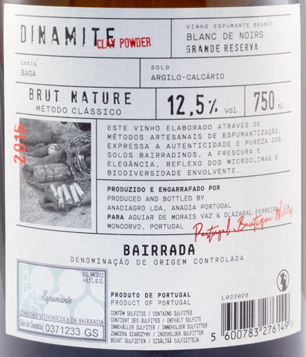 2016 Sparkling Wine Dinamite Baga Blanc de Noirs Brut Nature
