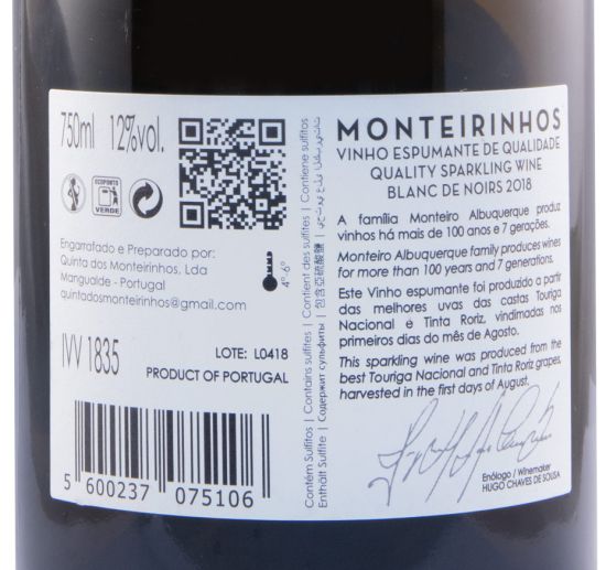 2018 Espumante Monteirinhos Blanc de Noirs Bruto Natural