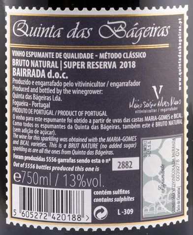 2018 Espumante Quinta das Bágeiras Super Reserva Bruto Natural