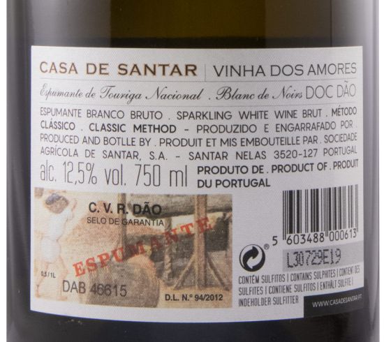 2014 Sparkling Wine Casa de Santar Vinha dos Amores Blanc de Noirs Brut