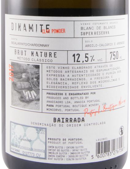2017 Sparkling Wine Dinamite Blanc de Blancs Super Reserva Brut Nature