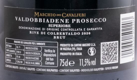 2020 Sparkling Wine Prosecco Maschio dei Cavalieri Valdobbiadene Brut