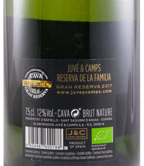 2017 Sparkling Wine Cava Juvé & Camps Reserva de la Familia Brut Nature organic