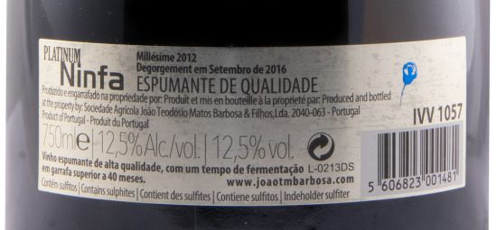 2012 Espumante Ninfa Platinum Millésime Bruto Natural