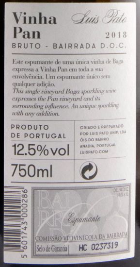 2018 Sparkling Wine Luís Pato Vinha Pan Bruto
