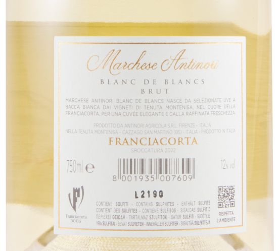 Sparkling Wine Marchese Antinori Tenuta Montenisa Blanc de Blancs Brut Edition 2022