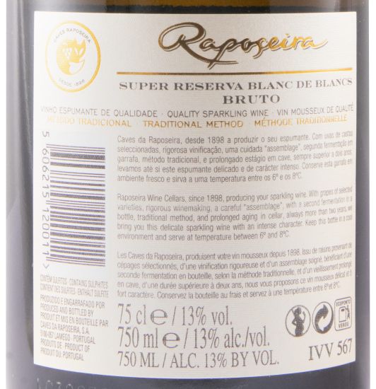 2018 Sparkling Wine Raposeira Blanc de Blancs Super Reserva Brut