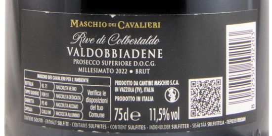 2022 Espumante Prosecco Maschio dei Cavalieri Rive di Colbertaldo Valdobbiadene Superior Bruto