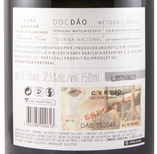 2016 Espumante Casa de Santar Vinha dos Amores Touriga Nacional Blanc de Noirs Bruto