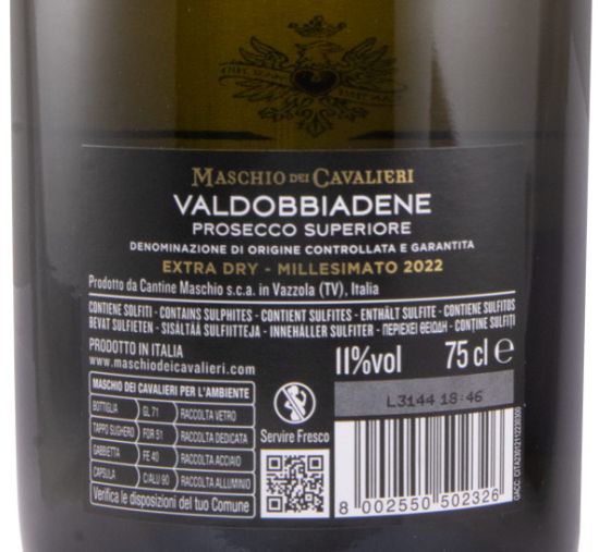 2022 Espumante Prosecco Maschio dei Cavalieri Valdobbiadene Extra Seco