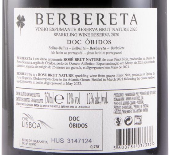 2020 Espumante Berbereta Bruto Natural rosé