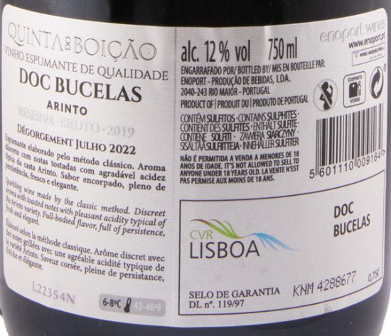 2019 Espumante Quinta do Boição Arinto Reserva Bruto