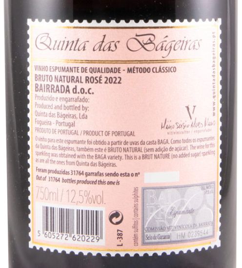 2022 Espumante Quinta das Bágeiras Bruto Natural rosé