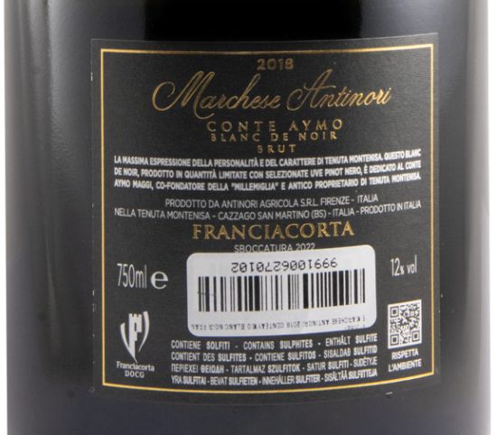 2018 Espumante Marchese Antinori Tenuta Montenisa Conte Aymo Blanc de Noir Bruto