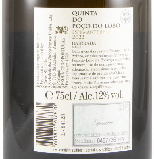 2022 Sparkling Wine Quinta do Poço do Lobo Arinto & Chardonnay Brut Nature