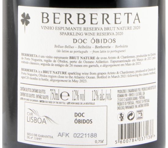2020 Espumante Berbereta Reserva Bruto Natural