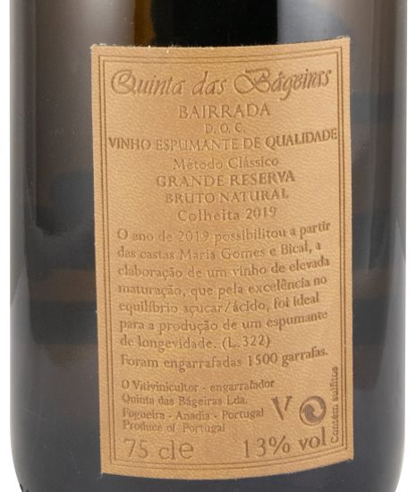2019 Espumante Quinta das Bágeiras Grande Reserva Bruto Natural