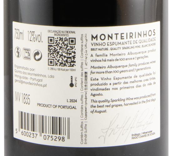 Espumante Monteirinhos Blanc de Noirs Bruto Natural