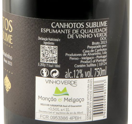 2023 Espumante Canhotos Sublime Alvarinho Bruto