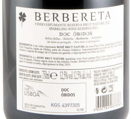 2021 Espumante Berbereta Bruto Natural rosé
