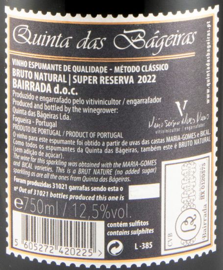 2022 Espumante Quinta das Bágeiras Super Reserva Bruto Natural