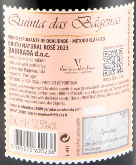 2023 Espumante Quinta das Bágeiras Bruto Natural rosé