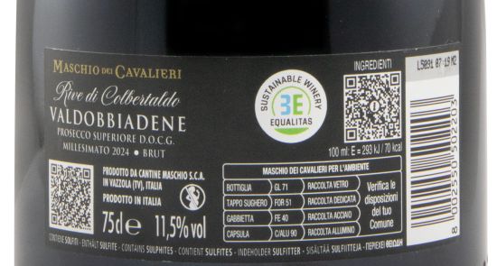 2024 Espumante Prosecco Maschio dei Cavalieri Rive di Colbertaldo Valdobbiadene Superior Bruto