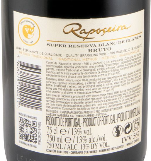 2020 Espumante Raposeira Blanc de Blancs Super Reserva Bruto