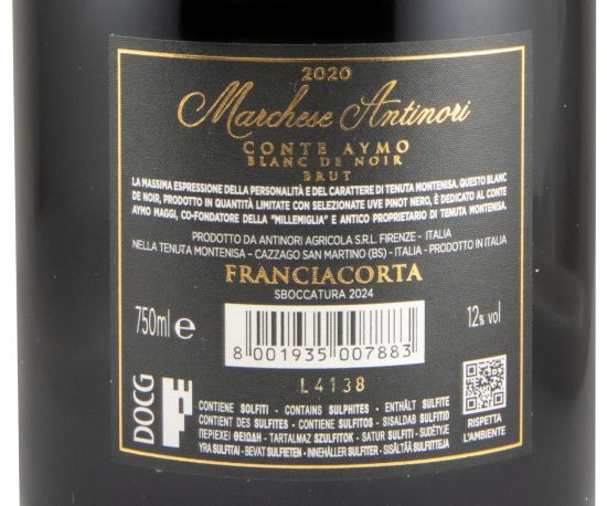 2020 Sparkling Wine Marchese Antinori Tenuta Montenisa Conte Aymo Blanc de Noir Brut
