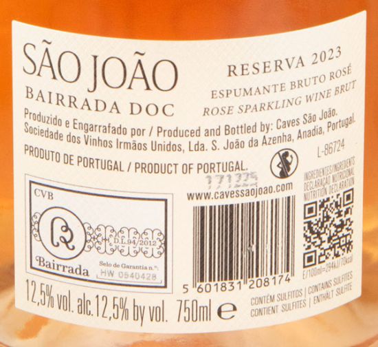 2023 Espumante Caves São João Reserva Bruto rosé