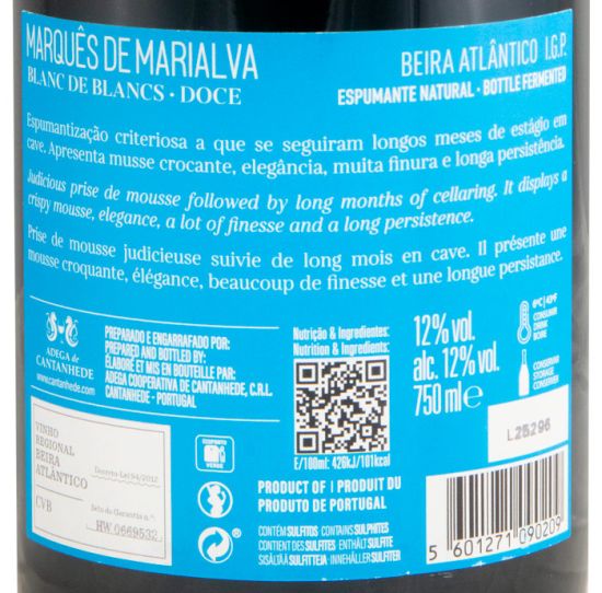 Sparkling Wine Marquês de Marialva Blanc de Blancs Demi-Sec
