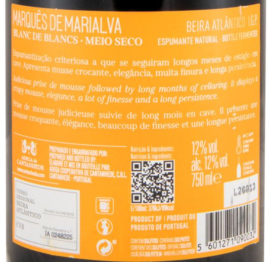 Espumante Marquês de Marialva Blanc de Blancs Meio Seco